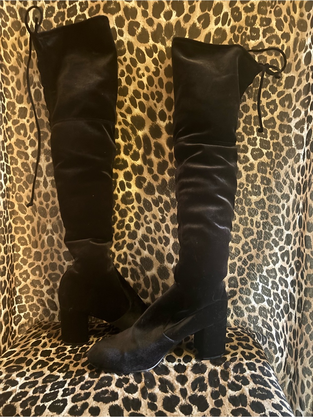 Charles By Charles David Black Velvet Over-the-Knee Block Heel Boots